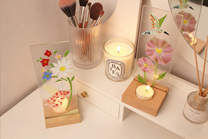 Adornos de Flores de Vidrio Hechos a Mano, Pequeño Ángel de Lavanda con Flores, Decoración para el Hogar, Escritorio, Pascua, Navidad - Product Image 5