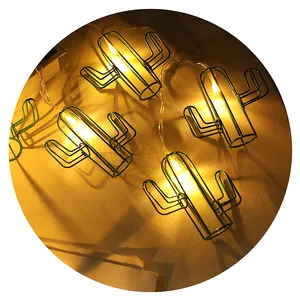 10件仙人掌金属发光二极管仙女串灯现代铁灯体派对圣诞户外装饰客厅住宅用途