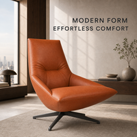 Fauteuil d'appoint moderne rembourré en cuir pleine fleur ou tissu, confortable pour salon et chambre à coucher, directement de l'usine