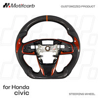 Volant sport en fibre de carbone avec garniture orange personnalisée pour Honda Civic 10ème génération 2016-2021 Type-R FK8 Si Coupé CR-V