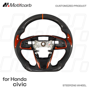 for Honda Civic 10-th generation 2016-2021 Type-R FK8 Si Coupe CR-V Customized Orange Trim Sport Carbon Fiber Steering Wheel - Product Image 2