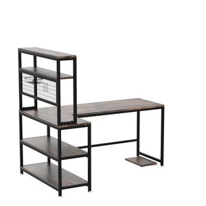 Bureau d'ordinateur en forme de L SENYU avec étagère, table de bureau en bois, étagères de rangement, poste de travail, mobilier pour la maison et l'étude - Product Image 6