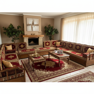 Juego de Sala de Estar en Forma de U de Madera Maciza con Almacenamiento, Funda de Sofá de Madera y Muebles para Decoración del Hogar - Product Image 3