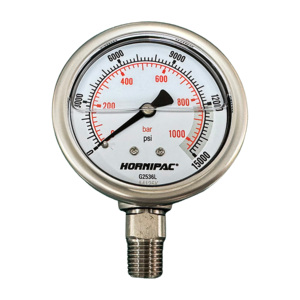 เกจวัดแรงดันไฮดรอลิกคุณภาพสูง 1000 บาร์/15000 ปอนด์ต่อตารางนิ้ว ขนาดเส้นผ่านศูนย์กลาง 63.5 มม. 1/4 NPTF มีสินค้าในสต็อก - Product Image 1
