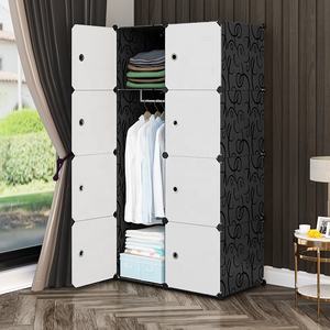 מותאם אישית מודרני ילדים מבוגרים Guarda Roupa נעלי בגדי אחסון ארון שחור עם לבן דלת ארון פלסטיק ארגונית - Product Image 6
