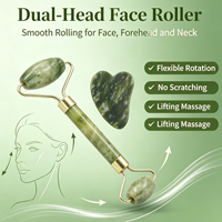Outil de massage facial à double tête en pierre naturelle à 100% avec jade pour raffermir la peau et la détente