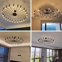 Projecteurs modernes Lustre de plafond en métal noir pour salon salle à manger Chambre à coucher Cafés Hall Suspension Luminaires d'intérieur