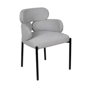 new design luxury modern black metal legs dining chair grey fabric dining chairs