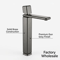 Robinet de lavabo moderne en laiton massif avec capteur sans contact, finition PVD gris anthracite de qualité supérieure, montage sur comptoir, prix de gros usine