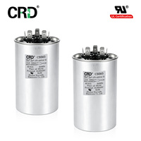 Condensateur à film rond CBB65 55/7.5MFD 450VAC avec 3/4 bornes, remplacement pour moteur de ventilateur de condenseur AC et démarrage de compresseur