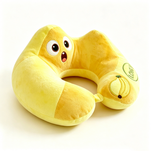 Almohada de viaje personalizada en forma de U con diseño de plátano, linda almohada de felpa con forma de plátano para soporte del cuello, juguete de viaje de plátano de felpa. - Product Image 4
