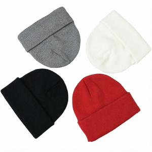 Unisex Solid Color Beanie Hat 100% Acrylic Knitted <b>Winter</b> <b>Cap</b> Casual Style for Adults 56-58CM Head Circumference - Product Image 1