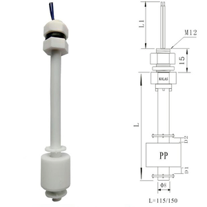 Capteur rapide, capteur de niveau de liquide en plastique pour niveaux haut/bas, interrupteur de niveau de liquide à flotteur en PP, fixation supérieure filetée M10, sortie ON/OFF à 2 fils - Product Image 6
