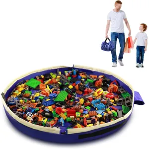 Bolsa de almacenamiento de juguetes plegable portátil duradera, cesta de almacenamiento de juguetes para niños con alfombrilla de juego