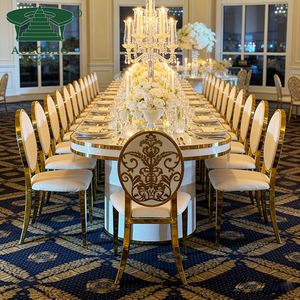 Silla de boda de banquete con marco de acero inoxidable con respaldo tallado de lujo - Product Image 2