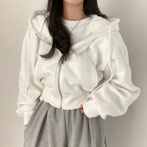 <span class=keywords><strong>Felpa</strong></span> Corta Oversize <span class=keywords><strong>con</strong></span> <span class=keywords><strong>Cappuccio</strong></span> e <span class=keywords><strong>Zip</strong></span> da <span class=keywords><strong>Donna</strong></span>, Manica Lunga, Casual, per Tutti i Giorni, Cappotto Sportivo <span class=keywords><strong>con</strong></span> Cerniera da <span class=keywords><strong>Donna</strong></span> - Product Image 4