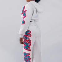 Ensemble sweat à capuche et jogging pour femme NEOHOPE, en molleton de coton blanc de haute qualité, brodé et embossé, grandes tailles