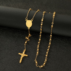 Collar con Cruz <span class=keywords><strong>de</strong></span> la Virgen María en Acero Inoxidable y Titanio <span class=keywords><strong>de</strong></span> 6mm, Cadena <span class=keywords><strong>de</strong></span> Cuentas, Joyería <span class=keywords><strong>de</strong></span> Lujo para Hombre y Mujer - Product Image 3