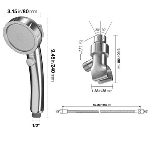 High Pressure Handheld Shower Head with ON/OFF <b>Switch</b> Adjustable Angle Bracket Showerhead 3 Spray Modes Handheld Combo - Product Image 2