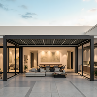 Pergola en acier pour villa 4mx6mx2.5m, moderne, à lamelles simples, avec manivelle, facilement assemblable sans poteau central
