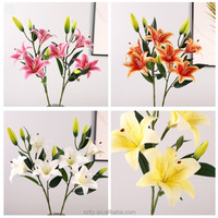6 Köpfe Realistische Duftende Lilien PU Kunstblumen für Hochzeitsfotografie-Requisiten Muttertag Heim- & Außendekoration