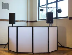 DJ Booth DJ Event Facade White/Black Scrim Metal Frame Booth With Flat Table Top