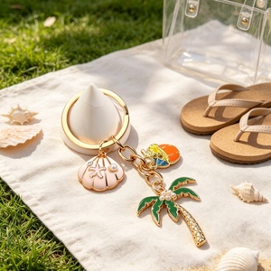 Porte-clés Plage Tropicale Palmier Coquillage Étoile <span class=keywords><strong>de</strong></span> Mer Émail Breloque <span class=keywords><strong>Sac</strong></span> Vacances d'Été Souvenir Voyage Femme Cadeau - Product Image 5