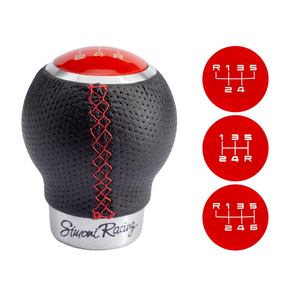 Poignée de vitesse de voiture Simoni Racing rouge avec surpiqûres et design élégant de bouton de vitesse (modèle REV/CR) - Product Image 1