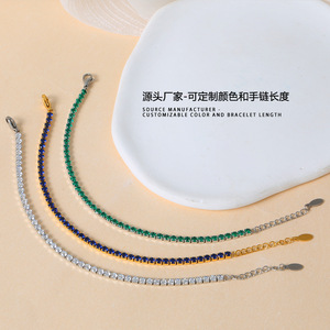 Color CZ Tennis <b>Bracelet</b> in Stainless Steel | Adjustable Delicate Chain with PVD Coating | Tarnish-Free Jewelry for Women - Product Image 3