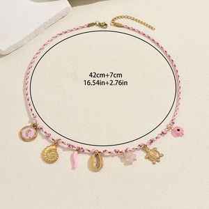 Collar Geométrico Chapado en Oro de Diseño Sencillo y Lujoso Estilo Bohemia, Serie Océano, Collares con Colgante para Mujer, Joyería al por Mayor - Product Image 5
