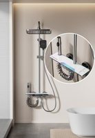 Fabricant chinois de système de douche avec commandes à touches piano, robinetterie en aluminium blanc crème à montage mural, ensemble complet de douche et de bain avec LED