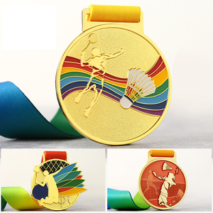 Hochwertige Benutzerdefinierte Logo Gold Silber Kupfer Badminton-Form Sportmedaille Badminton-Meisterschaft Rennen Zinklegierung Medaille - Product Image 5