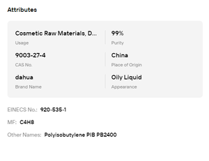 Industrial Grade High Viscosity Polyisobutene PIB For Adhesive Lubricant <b>Polymer</b> Products CAS 9003-27-4 - Product Image 6