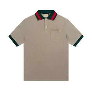 Camisetas Polo de Diseño para <span class=keywords><strong>Hombre</strong></span>, con Logotipo Personalizado de Lujo, Corte Ajustado, Rayas, Cinta Decorativa, Manga Corta, Clásicas - Product Image 4