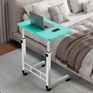 <span class=keywords><strong>Table</strong></span> de chevet réglable en hauteur sur roulettes, support pliable pour ordinateur portable, pour le petit-déjeuner au lit, la lecture et le travail de bureau - Product Image 4