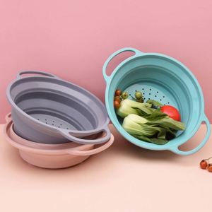 Cesta de drenaje plegable para el hogar y la cocina con asa de silicona y acero para almacenar frutas y alimentos - Product Image 2