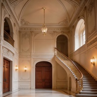 Grand lustre suspendu en verre et cuivre pour hall d'entrée, lanterne en verre découpé pour plafond double hauteur, décoration de couloir d'escalier