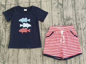 Conjunto de Ropa Casual de 2 Piezas para Bebé Niño, Camiseta y Pantalones Cortos de Algodón con Bordado Americano RTS Boutique, Ropa para el 4 de Julio - Product Image 3