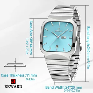 REWARD RD611264 Reloj de Cuarzo Cuadrado Azul Hielo para Hombre, Relojes Deportivos de Moda Resistentes al Agua para Hombre, reloj hombre - Product Image 4