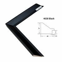 Marco de Madera Moderno 4638 Negro y Dorado, Moldura de 44 mm de Ancho, Marco de Madera de Pino para Pinturas al Óleo, Arte de Pared para Galerías, Venta al Por Mayor