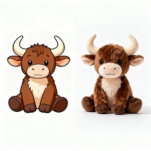 <span class=keywords><strong>Peluche</strong></span> Toro Longhorn Senza Denti, Figura di Mucca Marrone, Giocattoli Personalizzati, Regalo - Product Image 1