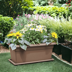 Maceta Rectangular Grande para Jardín, Color Gris Plomo, 100x38x6h cm, Resistente a la Intemperie, de Plástico, para Flores - Product Image 3