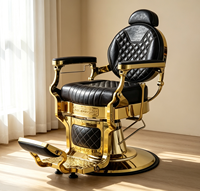 Fauteuil de Barbier Premium Rétro pour Salon de Coiffure et de Barbier, Inclinable et Confortable