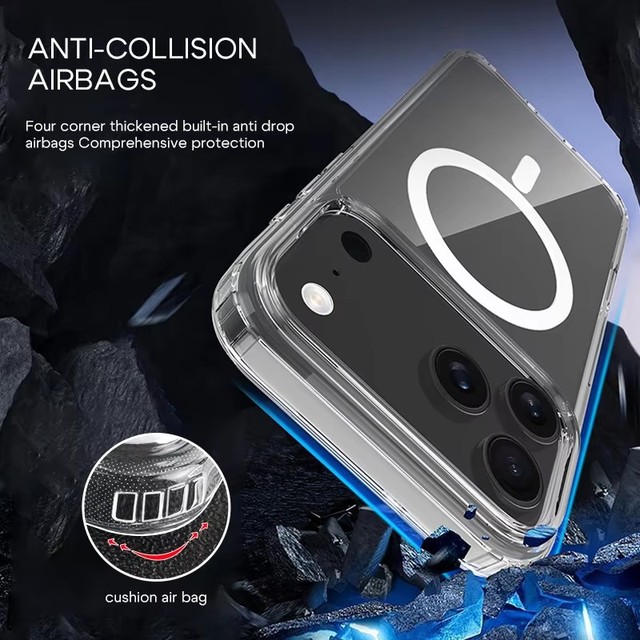 Magnetic Transparent TPU+PC Shockproof Phone Case for & for with Magnetic Ring Holder