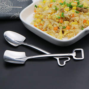 Mini cuillère de couverts créative en acier inoxydable Design mignon de pelle pour la crème glacée Dessert lait thé yaourt fruits - Product Image 5