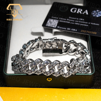 Bracelet Hip Hop en Moissanite VVS taille Baguette, grande pierre, 20 mm, en Argent Sterling 925, style cubain pour homme, passe le test du diamant