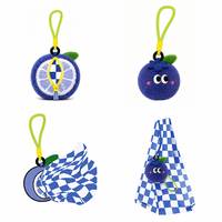 Sac de courses pliable personnalisé avec peluches réutilisables, sac écologique, porte-clés en peluche fruits bleuets, jouets