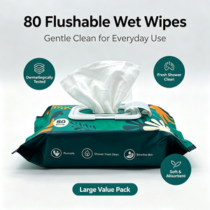 Meilleures ventes : 80 lingettes humides non tissées, biodégradables et jetables pour toilettes, nettoyage des hémorroïdes et hygiène <span class=keywords><strong>intime</strong></span> - Product Image 1