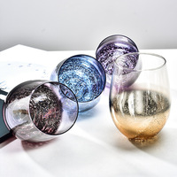 Verre à eau créatif personnalisé LB en verre coloré électroplaqué, tasse à boire étoilée, verre à vin sans pied en forme d'œuf
