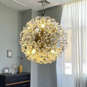 Lámpara de Techo Moderna Nórdica de Cobre Personalizada, Lámpara de Cristal con Forma de Diente de León, Iluminación LED Colgante - Product Image 1